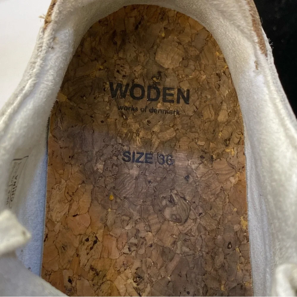 WODEN Leather Low Top Sneakers White Tan EU 36 US 5